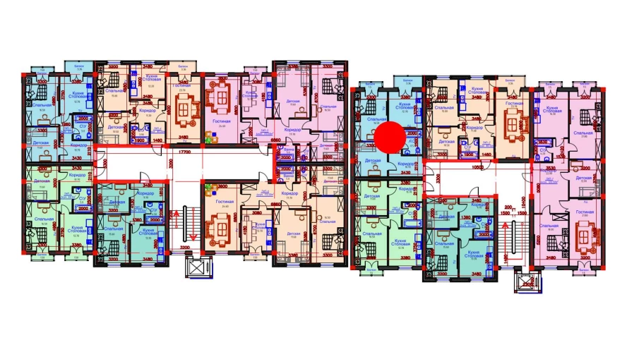 2-комнатная квартира 62 м²  7/7 этаж