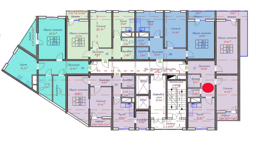 2-xonali xonadon 72.4 m²  8/16 qavat | TRINITY Turar-joy majmuasi