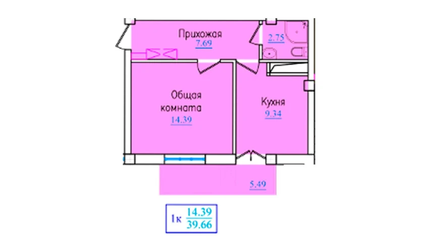 3-комнатная квартира 39.66 м²  9/9 этаж | Жилой комплекс PROVANS