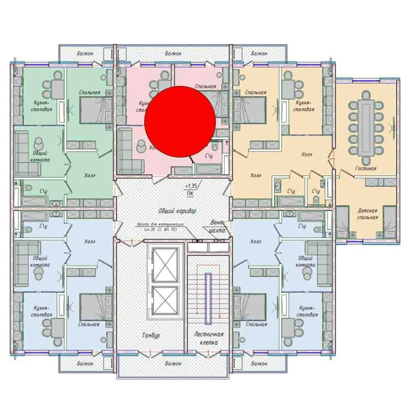 1-комнатная квартира 43.98 м²  10/10 этаж