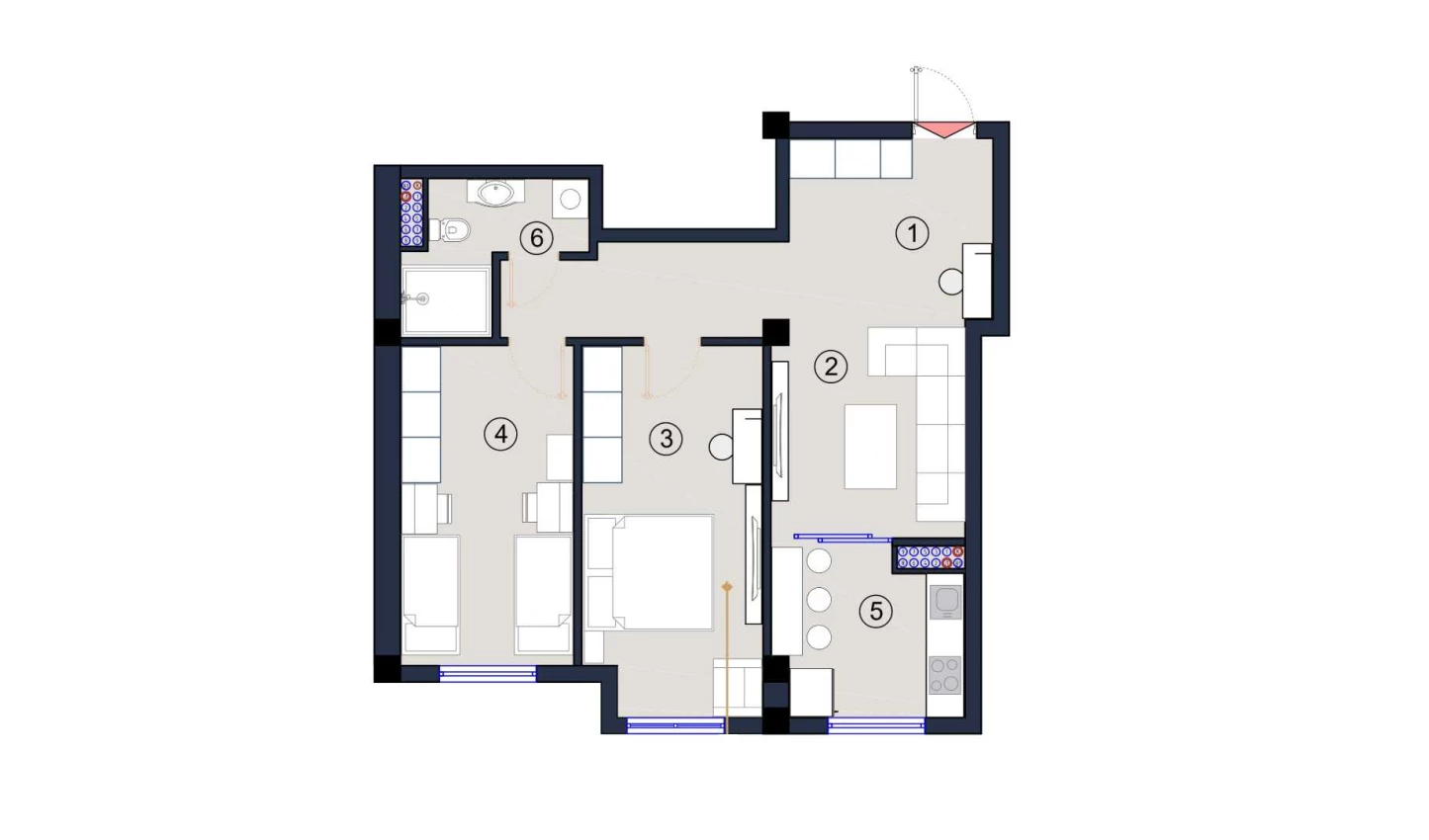 2-комнатная квартира 69.5 м²  2/2 этаж