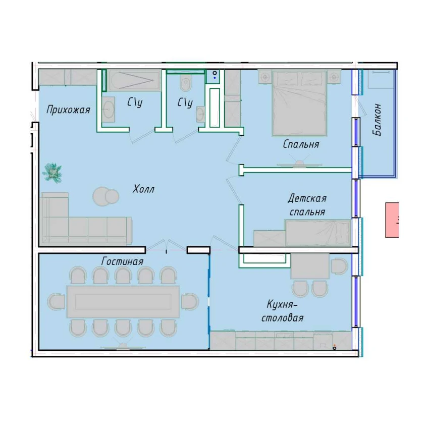 3-xonali xonadon 83.47 m²  12/12 qavat | SERGELI CITY Turar-joy majmuasi