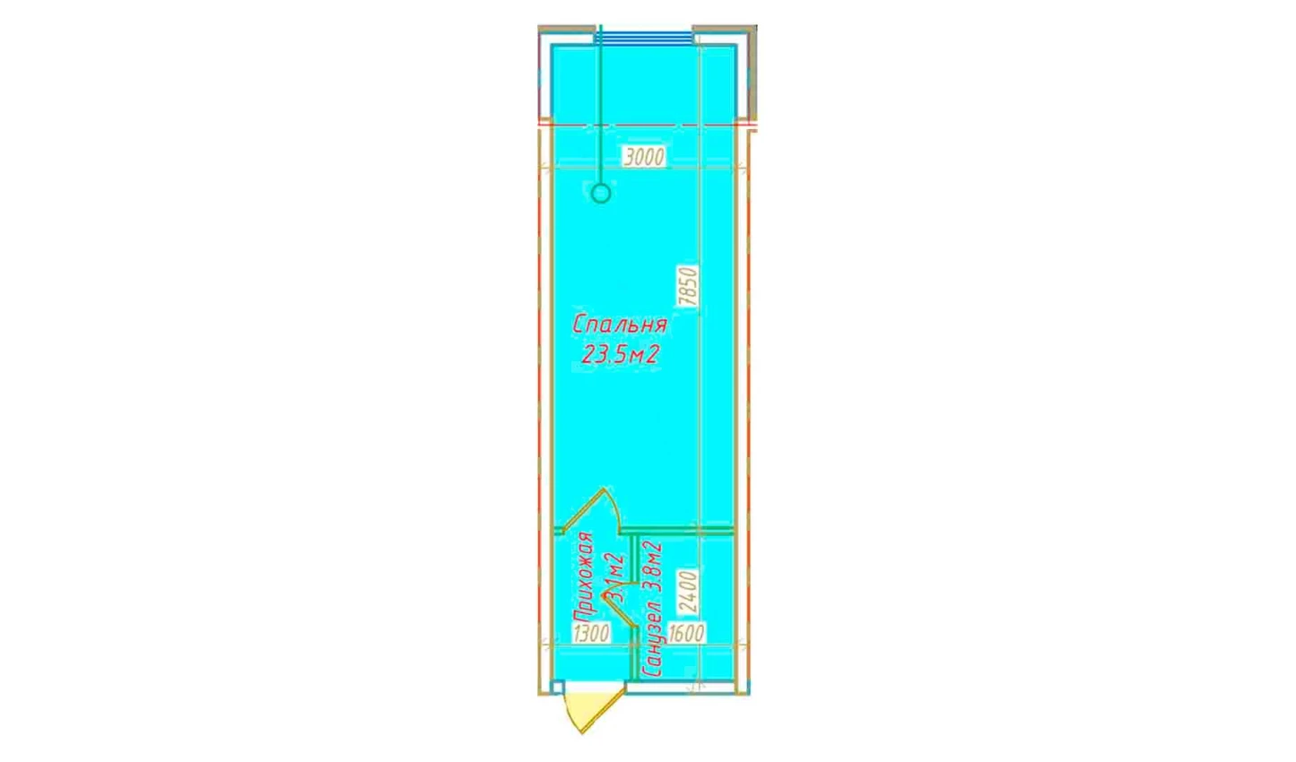 1-комнатная квартира 30.4 м²  7/7 этаж