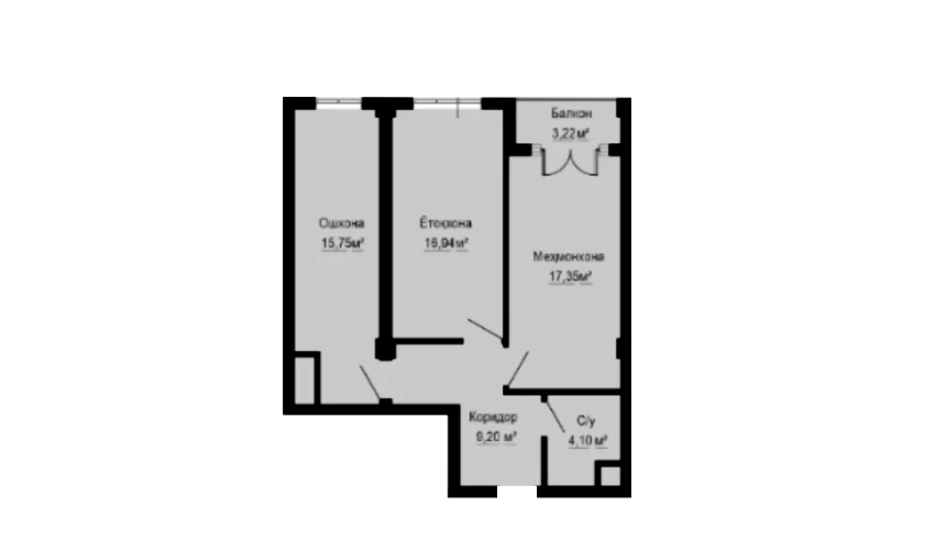 2-xonali xonadon 66.56 m²  12/16 qavat | Musaffo Turar-joy majmuasi