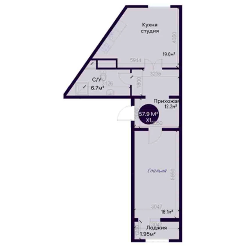 1-комн. квартира 57.9 м²  12/12 этаж | Жилой комплекс YAQINLAR