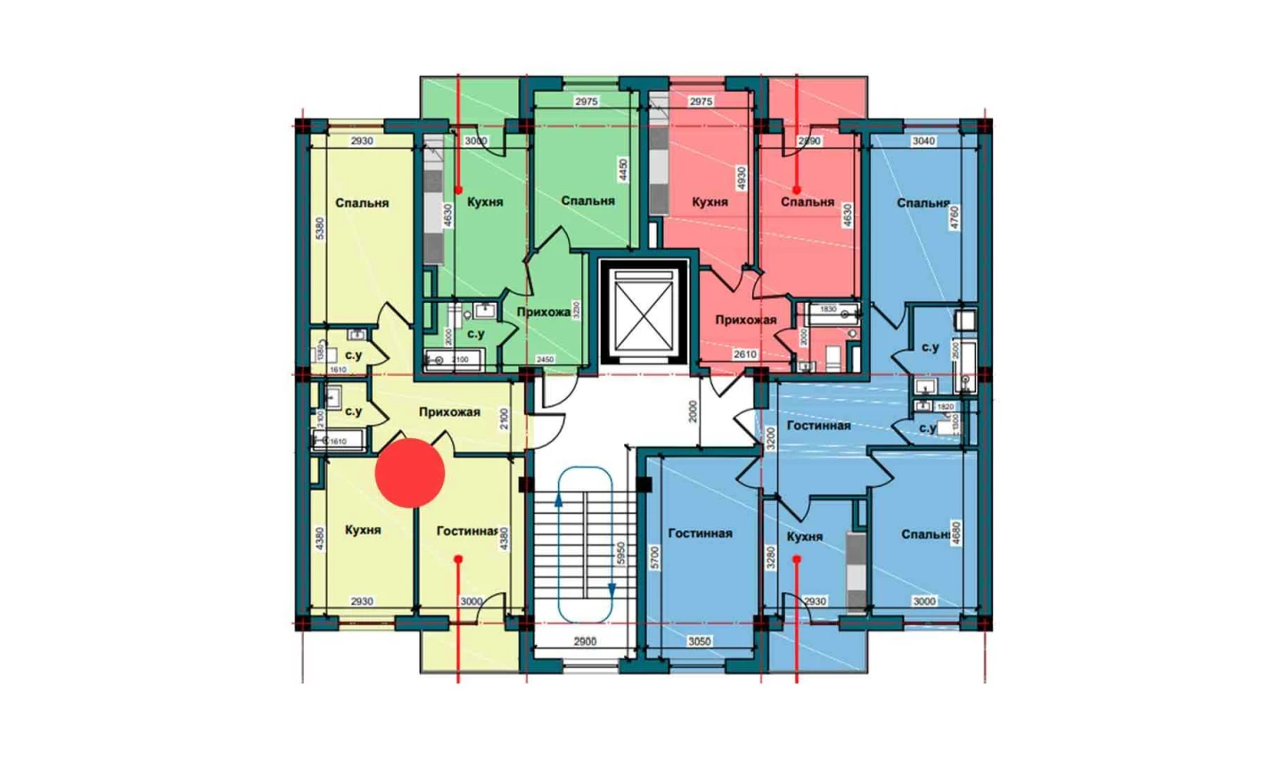 2-комнатная квартира 63.8 м²  4/4 этаж