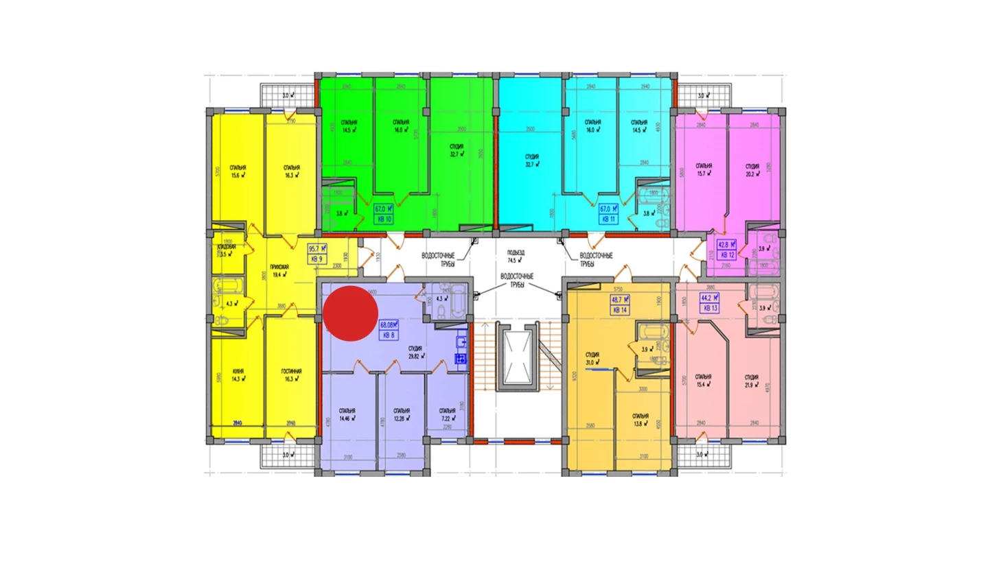 3-комнатная квартира 68.08 м²  2/2 этаж