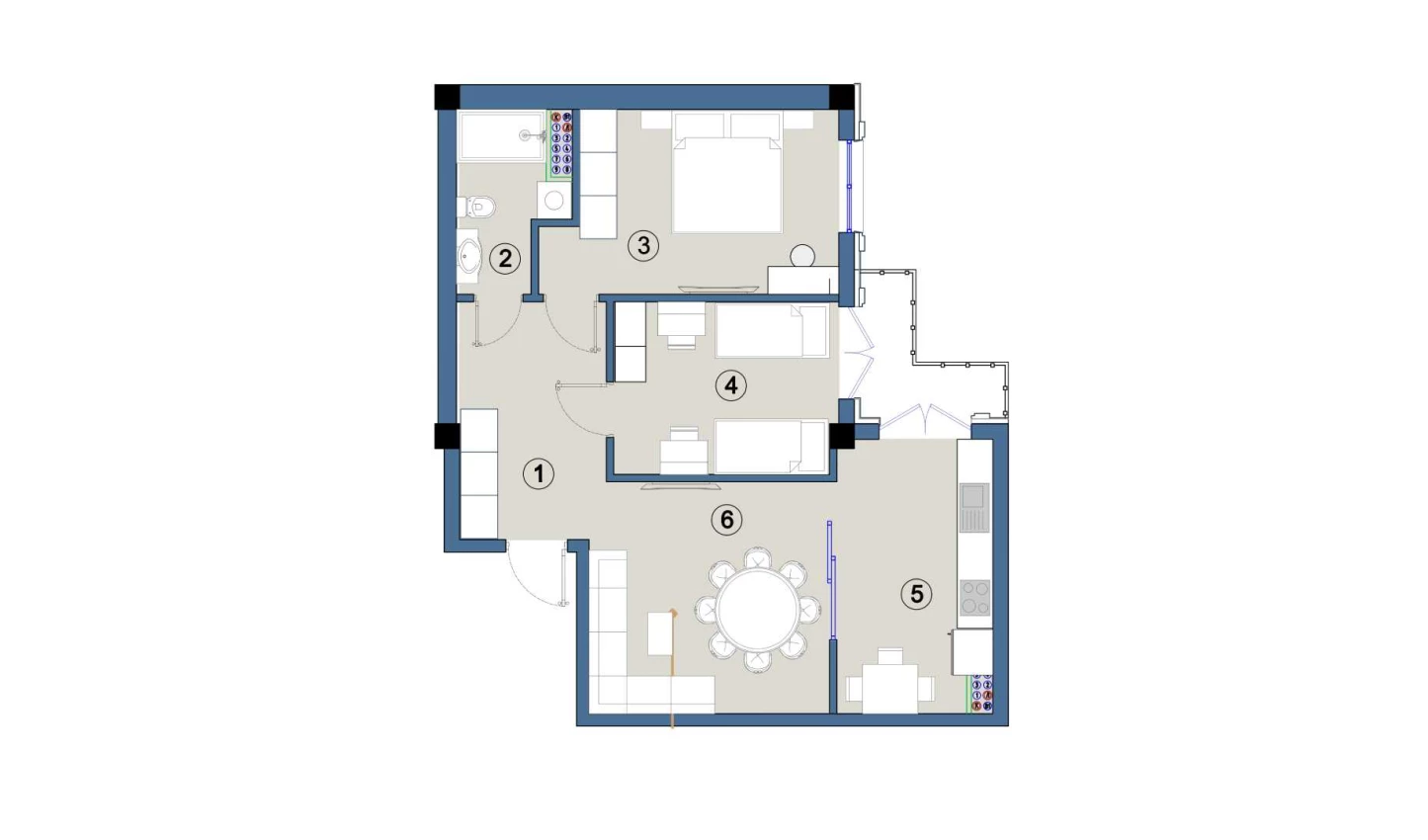 3-комнатная квартира 65 м²  1/1 этаж