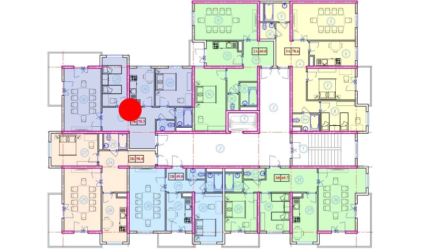 3-комнатная квартира 70.3 м²  1/1 этаж