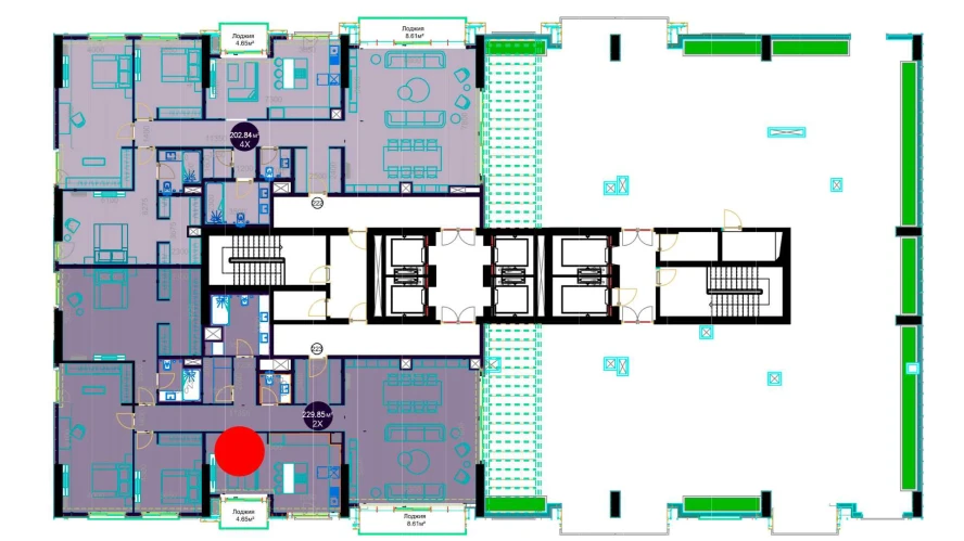 2-комнатная квартира 229.85 м²  22/22 этаж