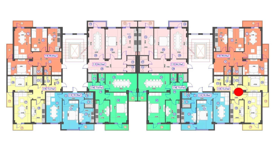 2-комнатная квартира 72.27 м²  2/2 этаж