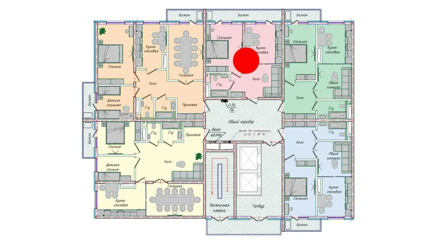 1-xonali xonadon 43.98 m²  7/7 qavat