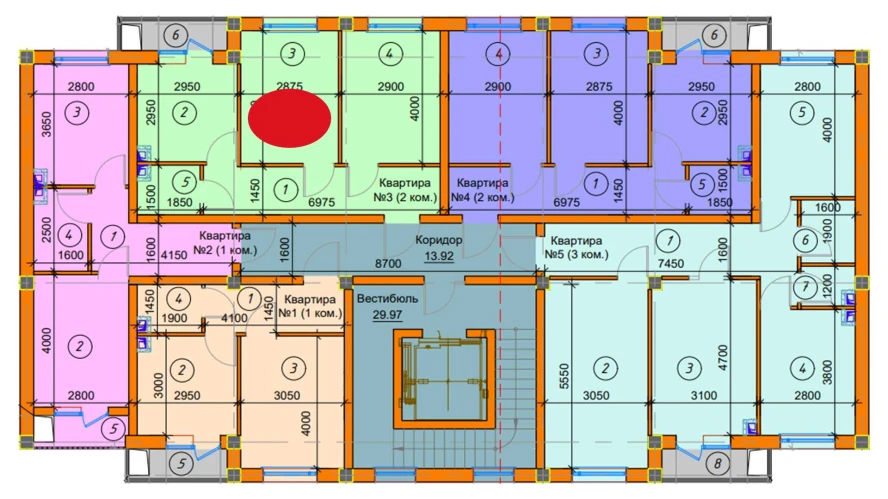 2-xonali xonadon 44.71 m²  4/4 qavat