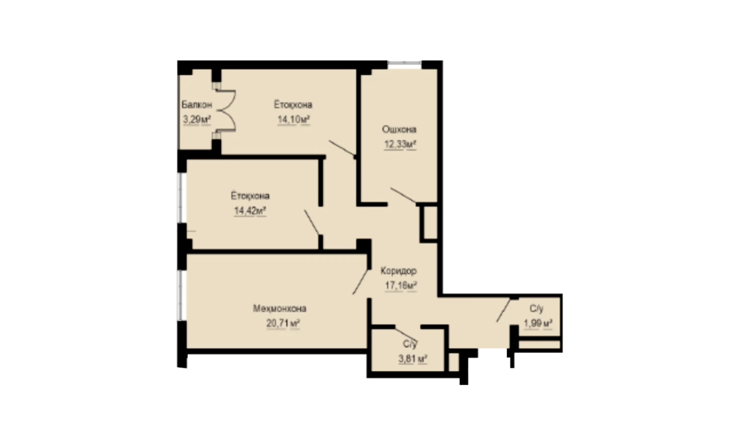 3-комнатная квартира 188.3 м²  16/16 этаж