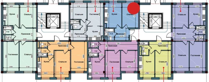 1-xonali xonadon 44.6 m²  2/9 qavat | NUR BARAKA Turar-joy majmuasi