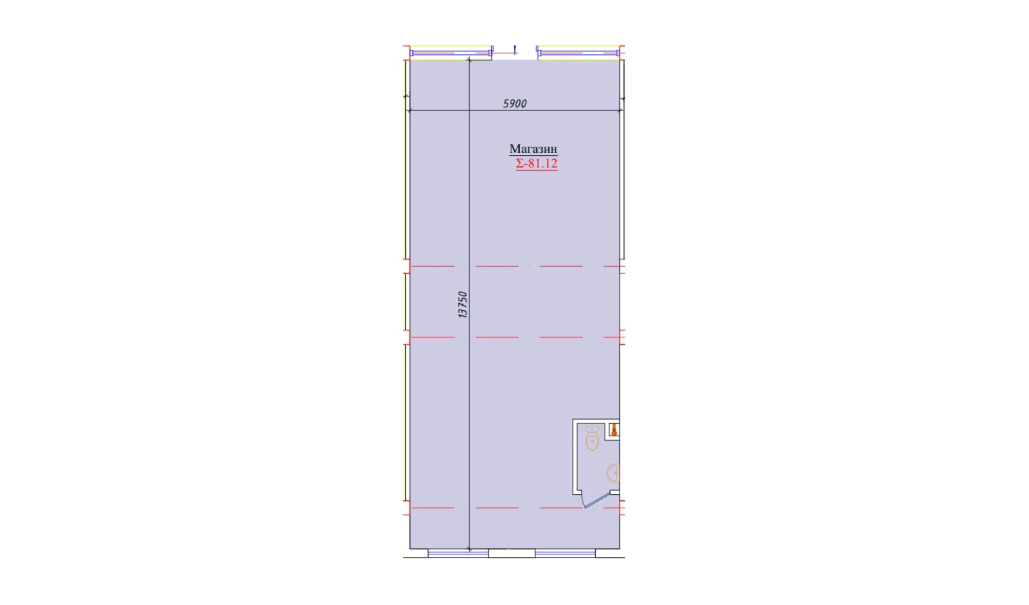 1-xonali xonadon 81.12 m²  1/1 qavat