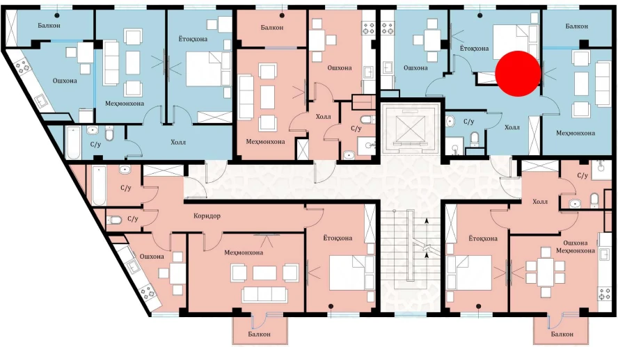 2-xonali xonadon 53.62 m²  4/4 qavat