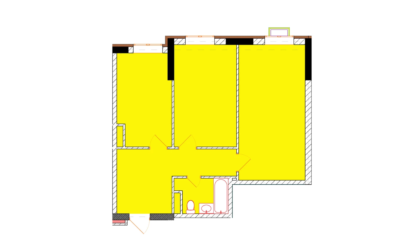 2-комнатная квартира 65 м²  9/9 этаж