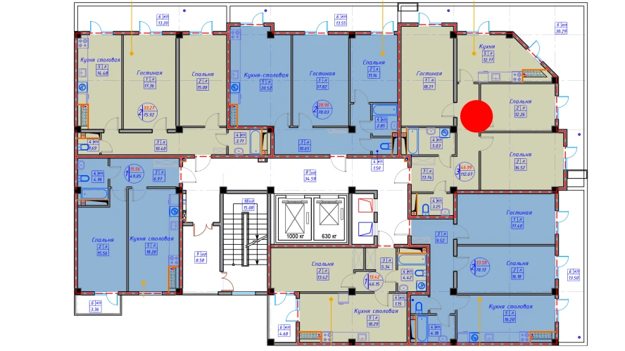 3-комнатная квартира 120.29 м²  2/2 этаж