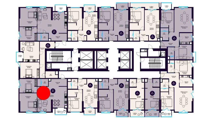 2-комнатная квартира 91.7 м²  13/13 этаж