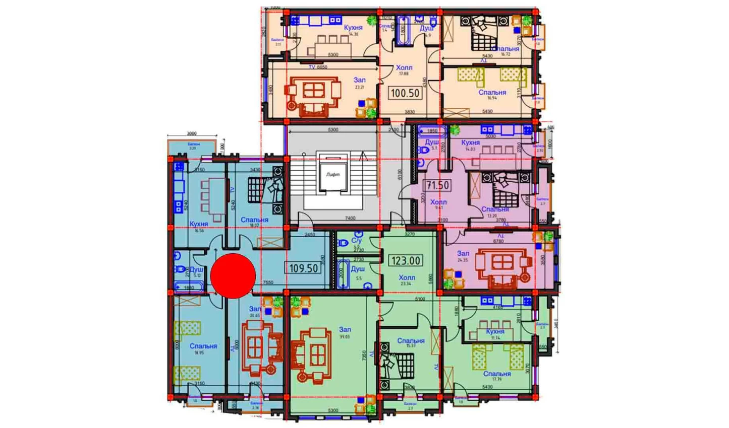 3-комнатная квартира 109.5 м²  5/5 этаж