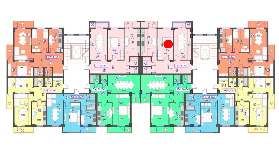 2-комнатная квартира 84.55 м²  3/3 этаж