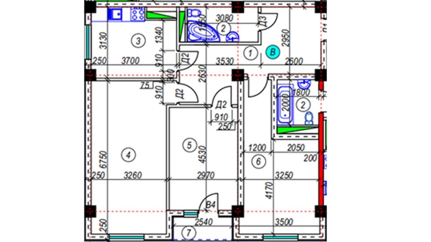 2-xonali xonadon 85.88 m²  4/4 qavat