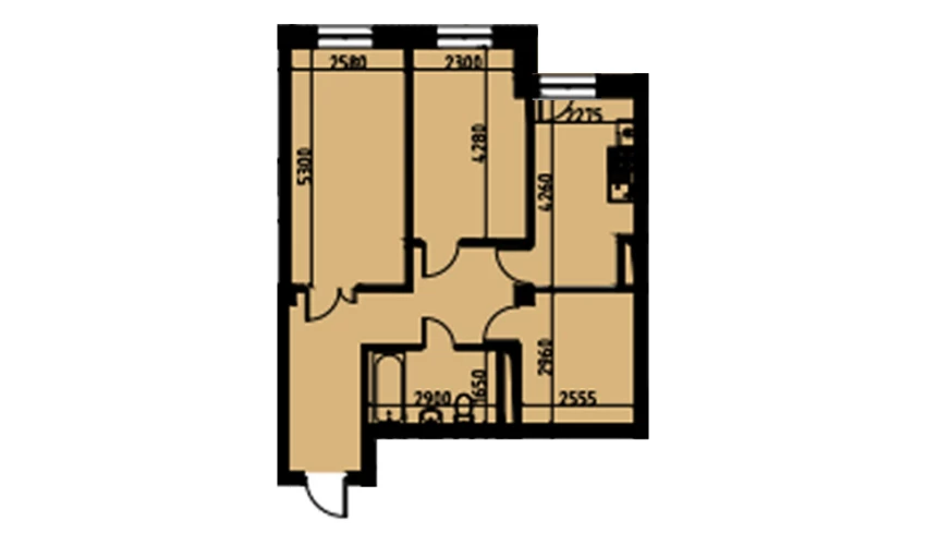 2-комнатная квартира 59.05 м²  2/2 этаж