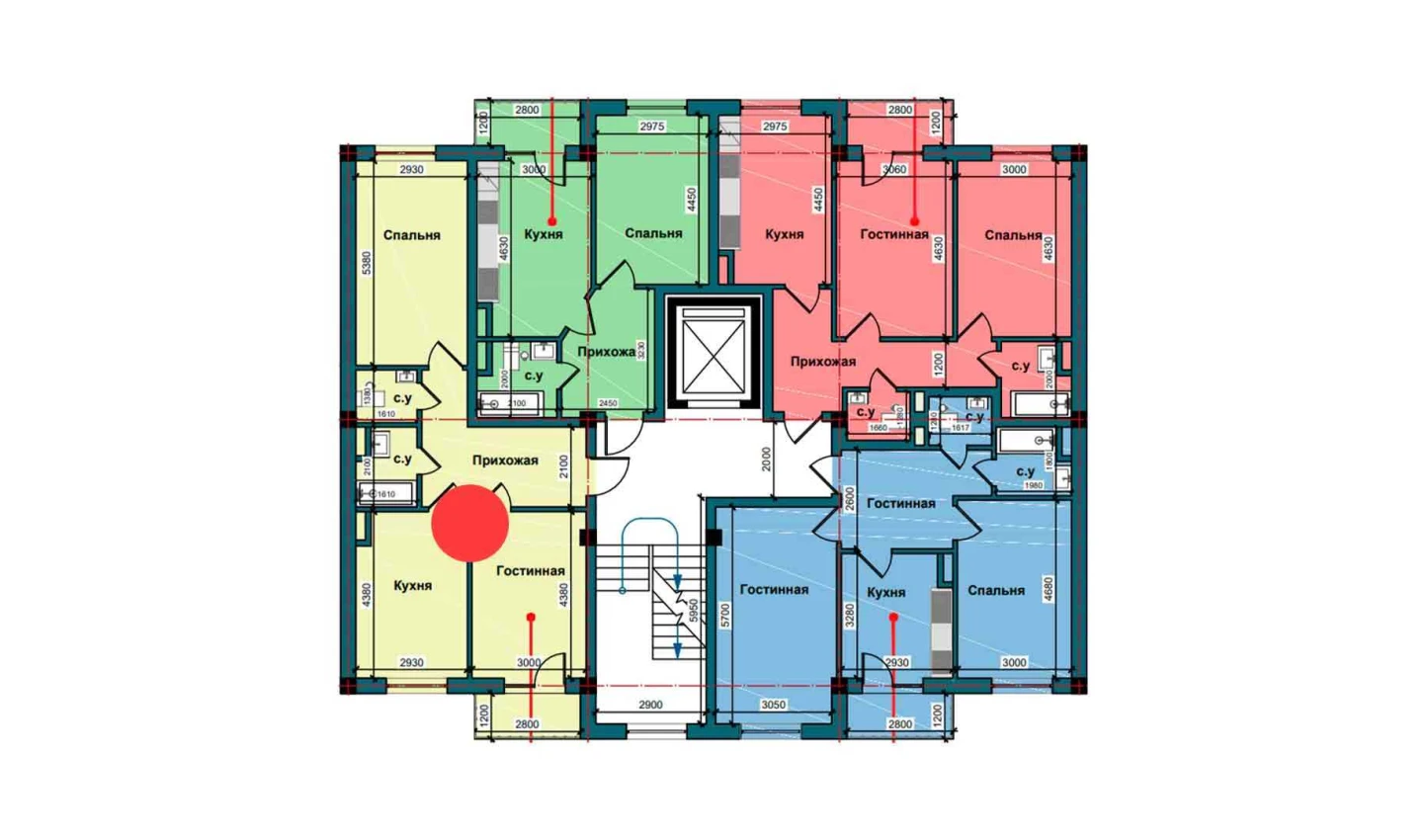 2-комнатная квартира 62.8 м²  4/4 этаж