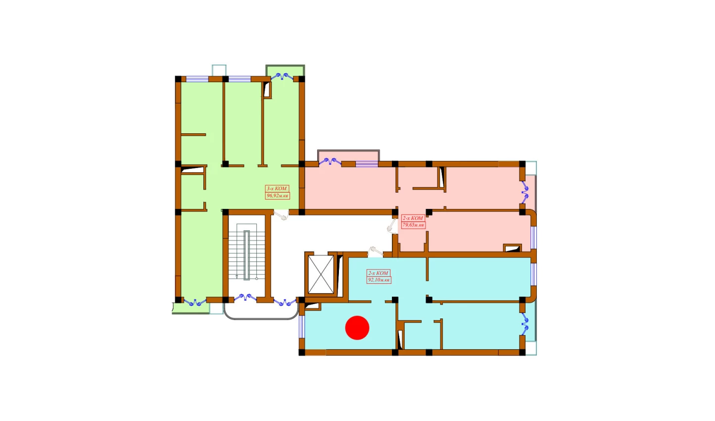 2-комнатная квартира 92.1 м²  4/4 этаж