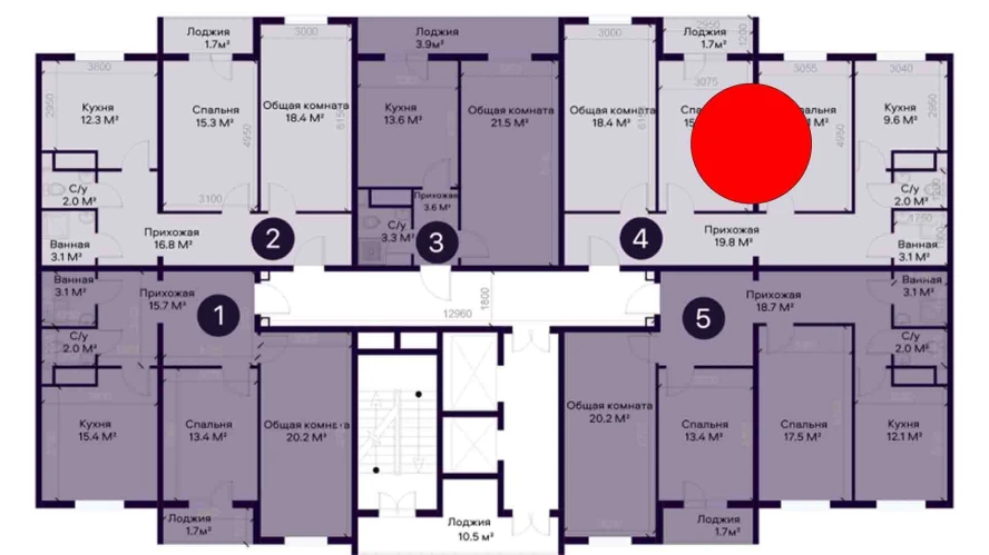 3-комнатная квартира 85 м²  3/3 этаж