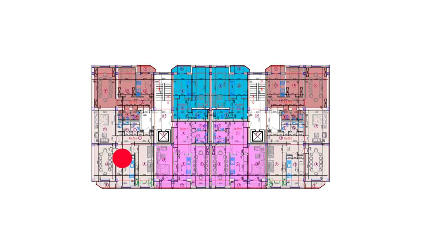 3-xonali xonadon 124.8 m²  9/9 qavat