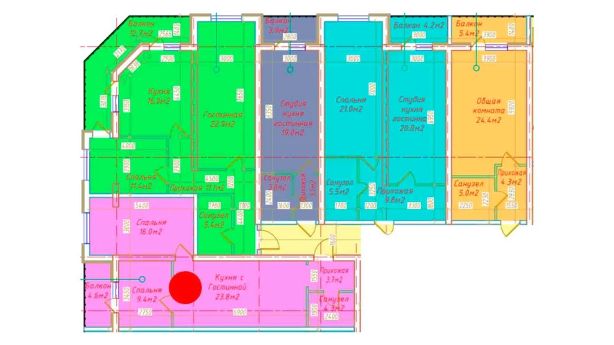 2-комнатная квартира 61.8 м²  3/3 этаж