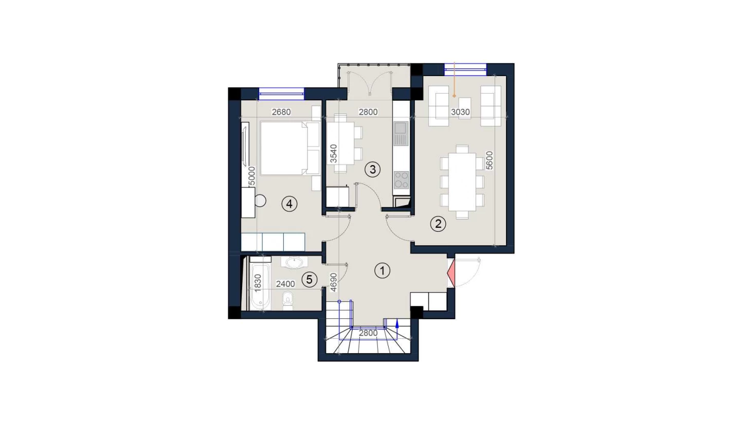 2-комнатная квартира 62 м²  9/9 этаж