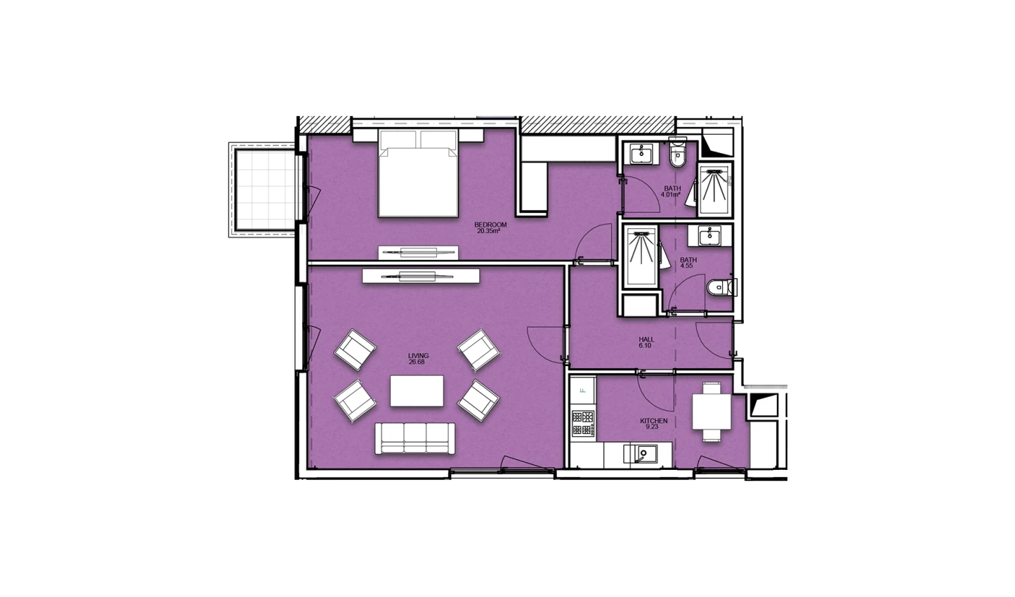 3-комнатная квартира 77.56 м²  21/21 этаж