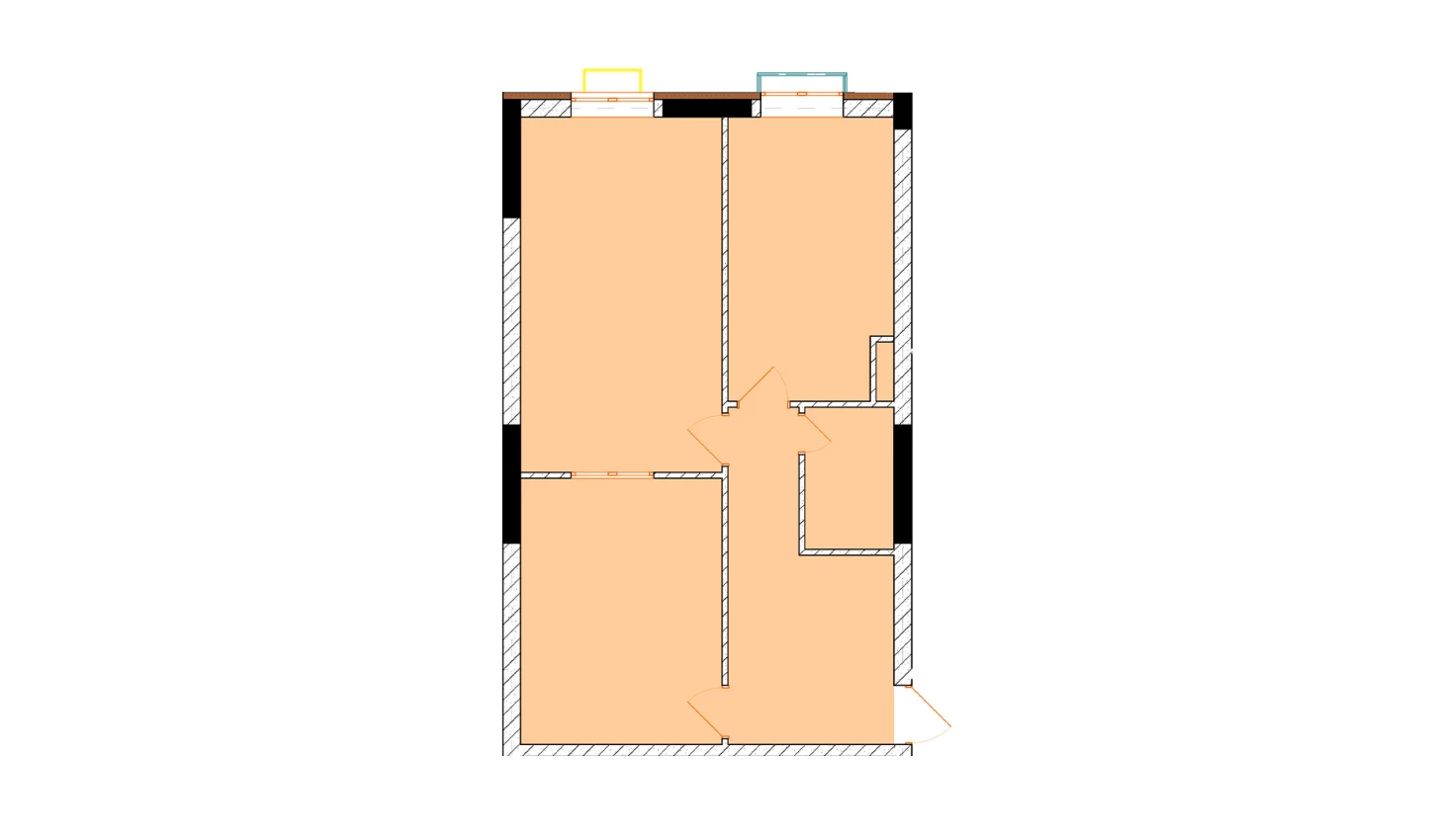 2-комнатная квартира 66.8 м²  3/3 этаж