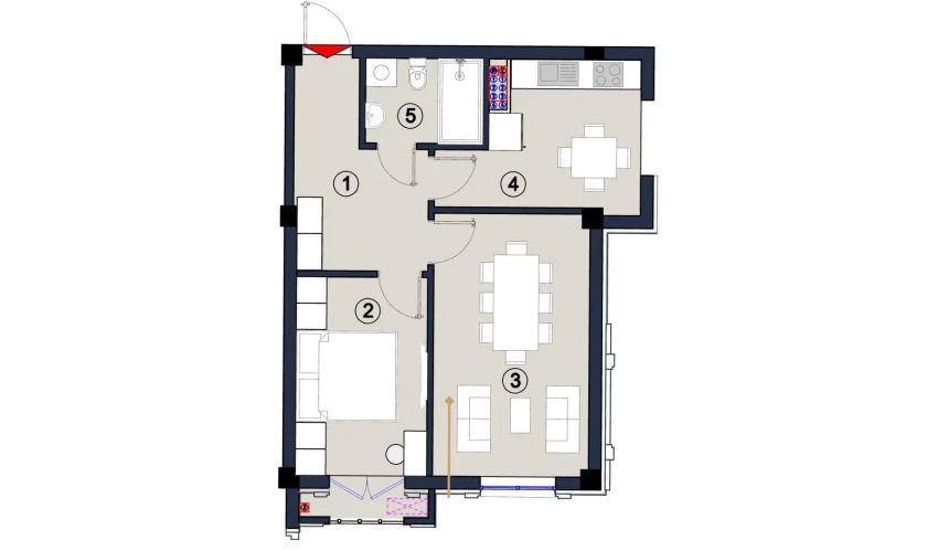 2-комнатная квартира 51 м²  8/8 этаж