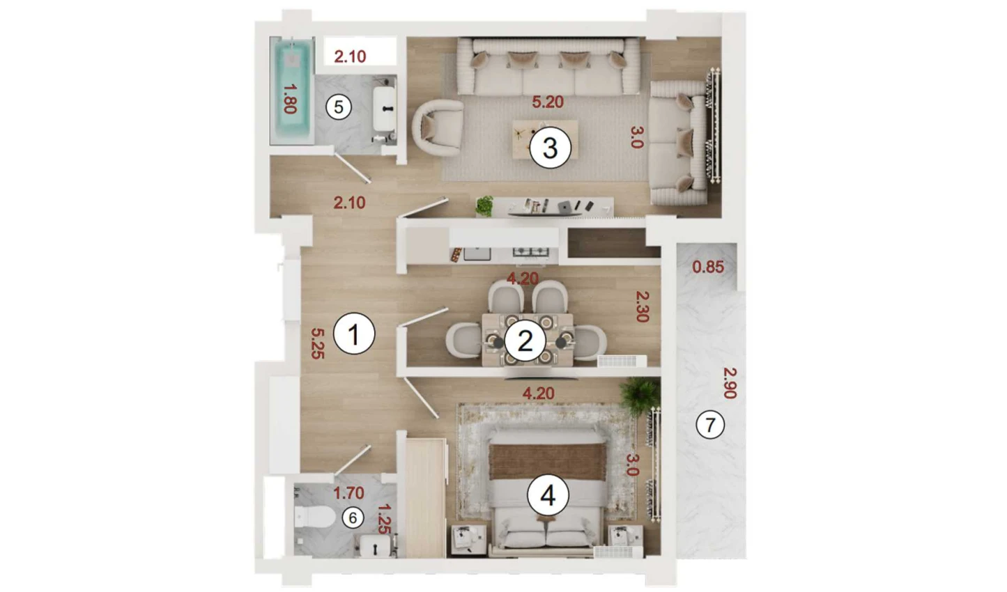 2-комнатная квартира 53.75 м²  13/13 этаж