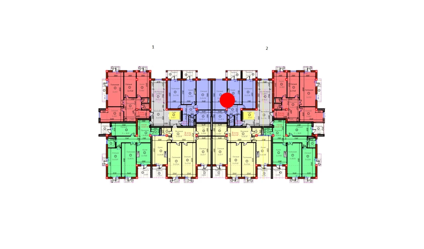 2-комнатная квартира 106 м²  2/2 этаж