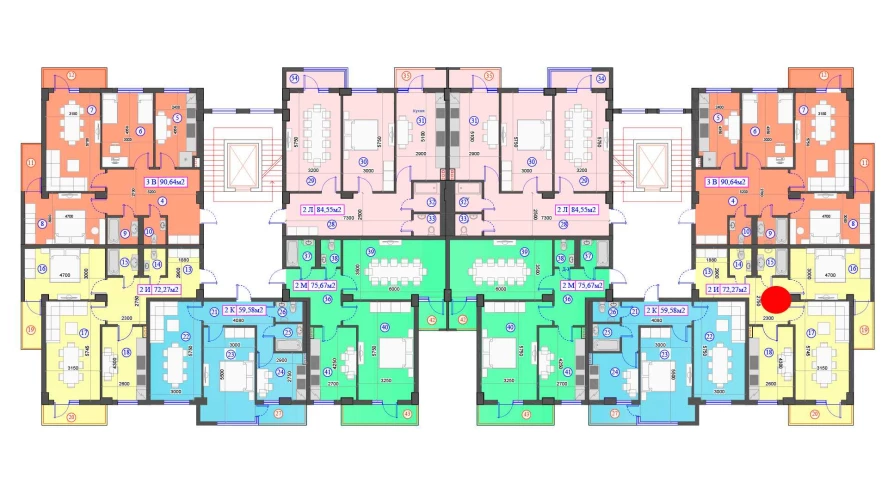 2-комнатная квартира 72.27 м²  4/4 этаж