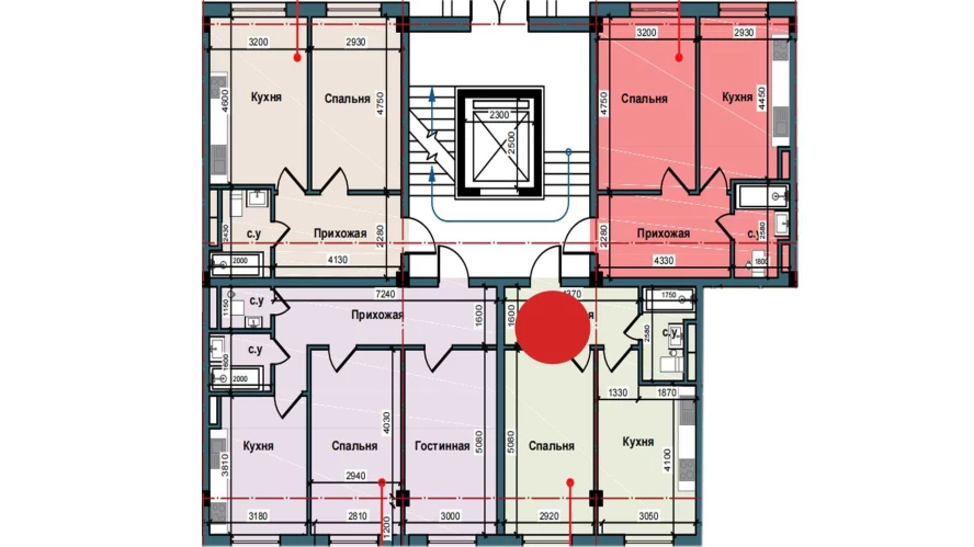 1-xonali xonadon 43 m²  4/4 qavat