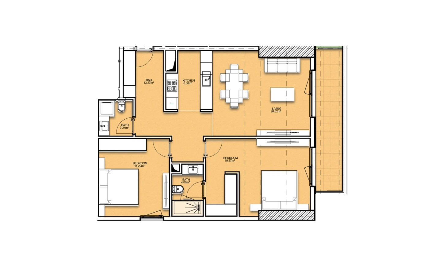 3-комнатная квартира 95.34 м²  8/8 этаж