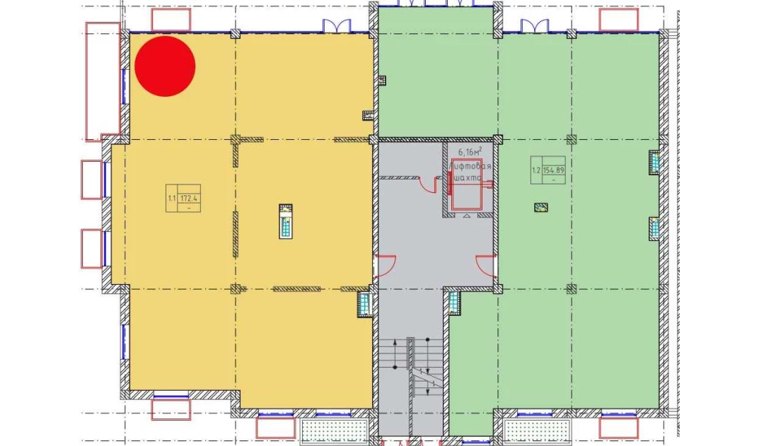 1-комнатная квартира 172.4 м²  1/1 этаж