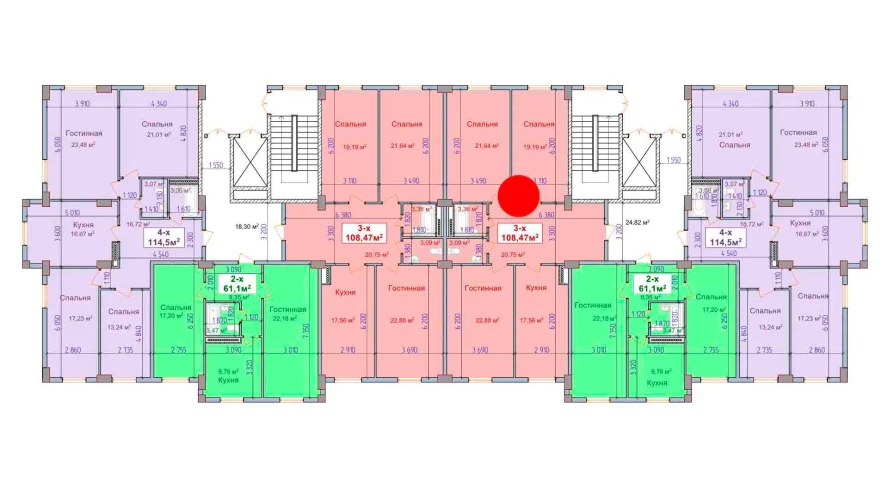 3-комнатная квартира 108.47 м²  1/1 этаж