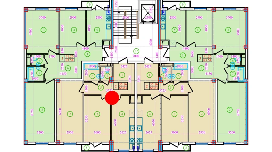 2-комнатная квартира 68.83 м²  7/7 этаж