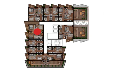 3-xonali xonadon 56.4 m²  6/7 qavat | TUSHLAR VODIYSI Turar-joy majmuasi