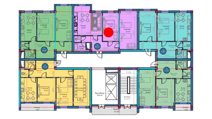 3-xonali xonadon 83.1 m²  7/7 qavat