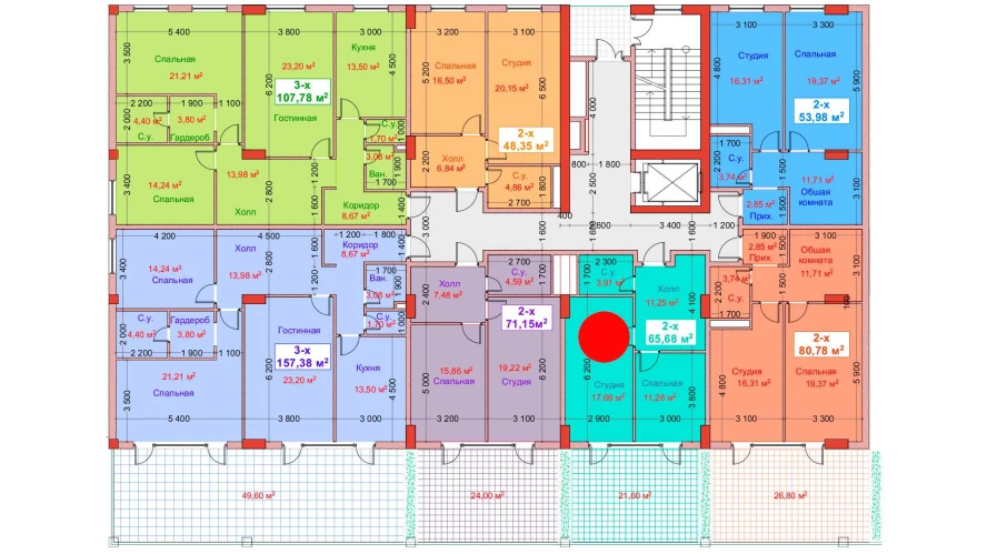 2-комн. квартира 65.68 м²  2/8 этаж | Жилой комплекс CAPITAL AVENUE