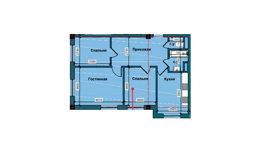 3-xonali xonadon 71.7 m²  1/10 qavat | NUR BARAKA Turar-joy majmuasi