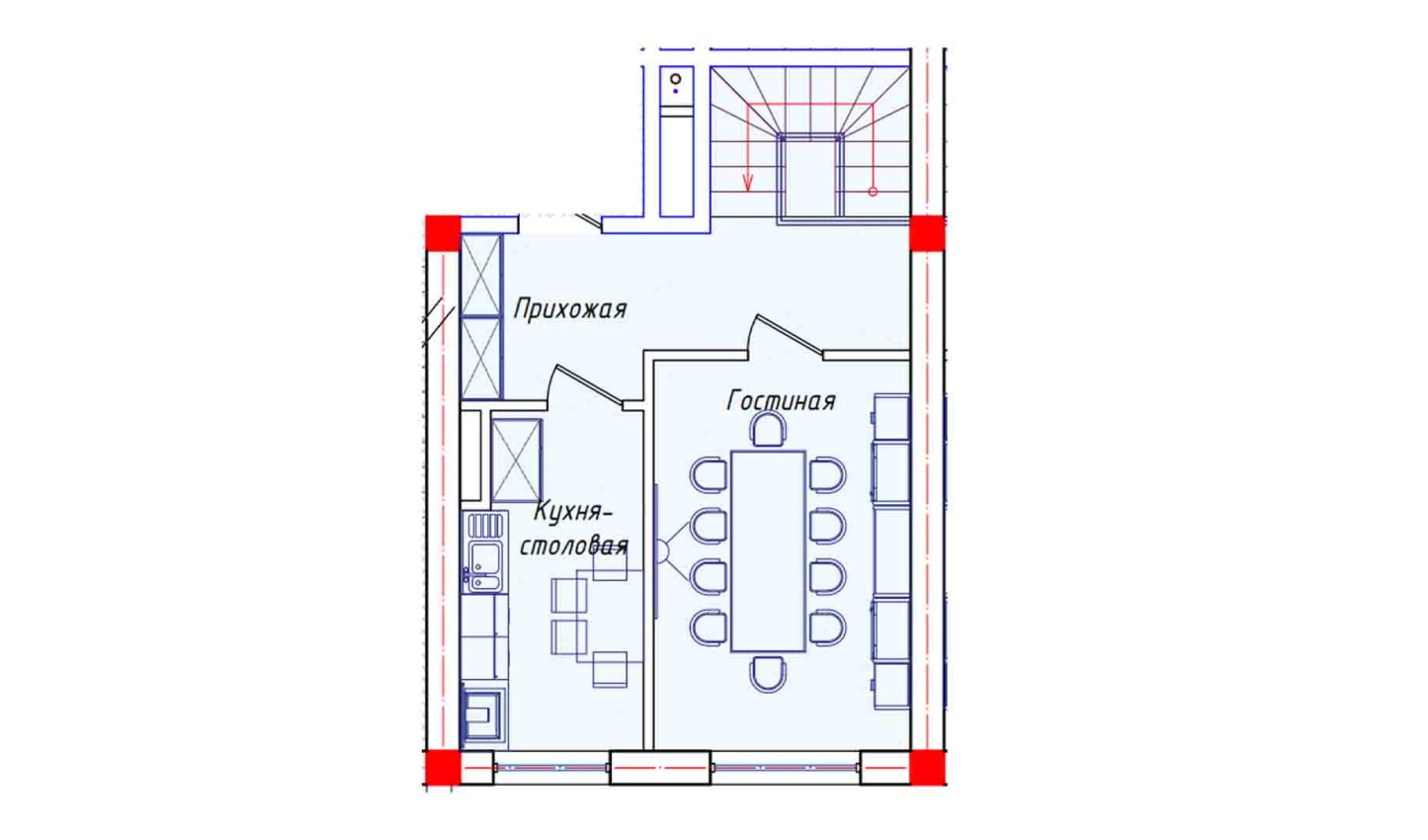 4-xonali xonadon 100.5 m²  1/1 qavat